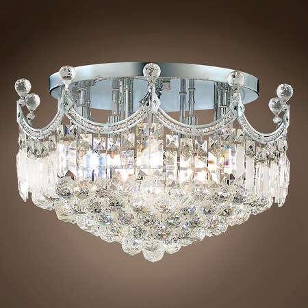 Joshua Marshal Royal Throne Design 9 Light 20 Chrome Flush Mount w/Clear Swarovski Cr 701148-003